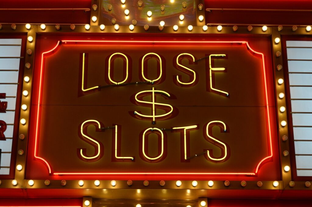 A neon sign advertising Loose Slots